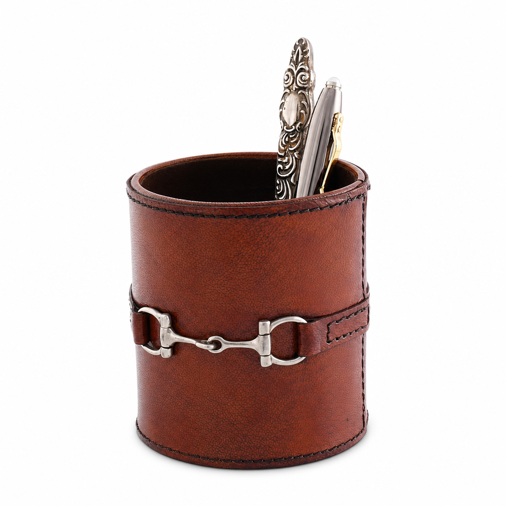 Premium Genuine Leather Stirrup Office Pen Holder 1