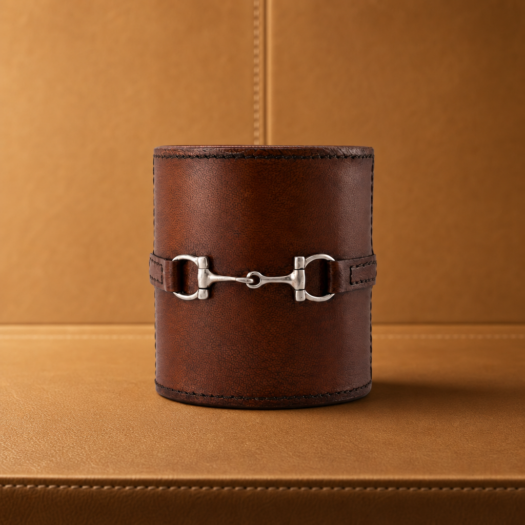 Premium Genuine Leather Stirrup Office Pen Holder 3