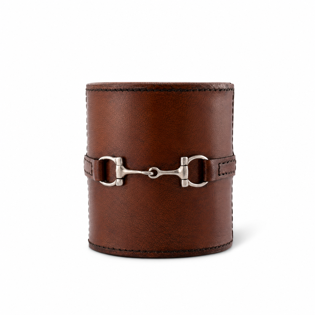 Premium Genuine Leather Stirrup Office Pen Holder 10