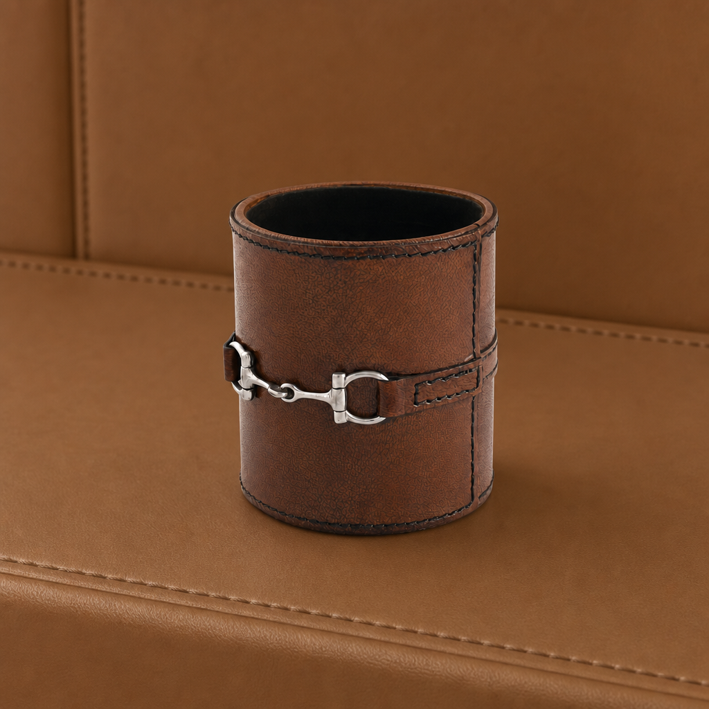 Premium Genuine Leather Stirrup Office Pen Holder 4