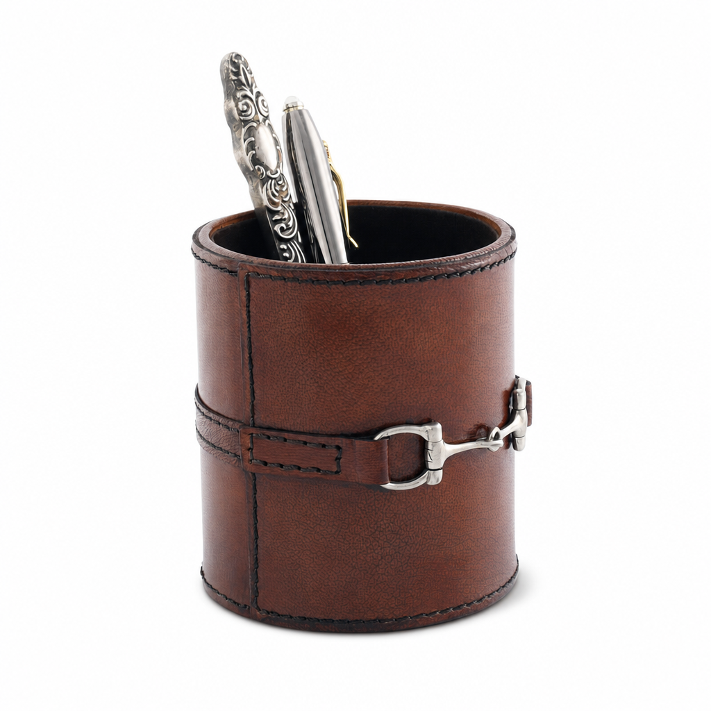Premium Genuine Leather Stirrup Office Pen Holder 8