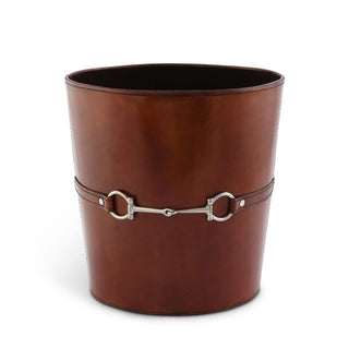 Bit Leather Cognac Trash Can
