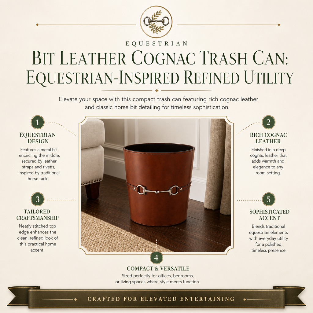 Bit Leather Cognac Trash Can 8