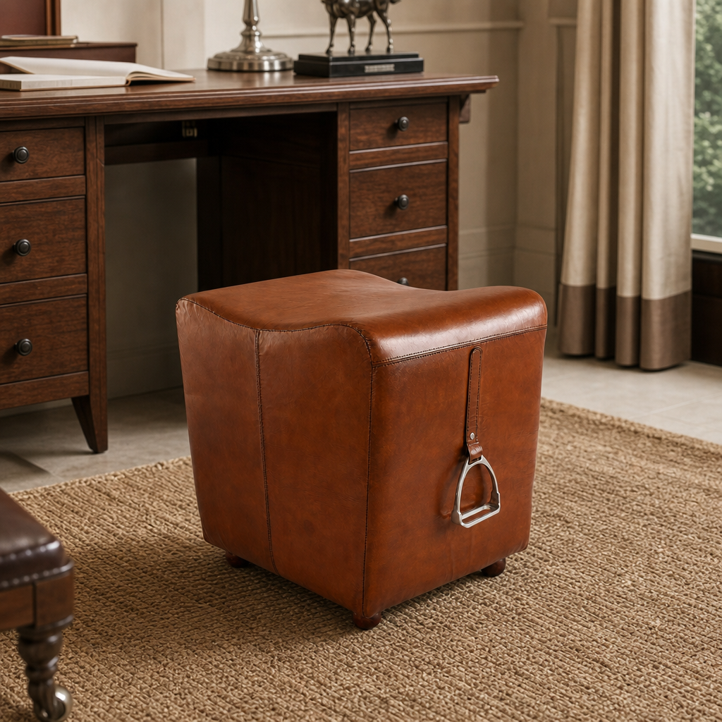 Stirrup Cognac Leather Stool 2