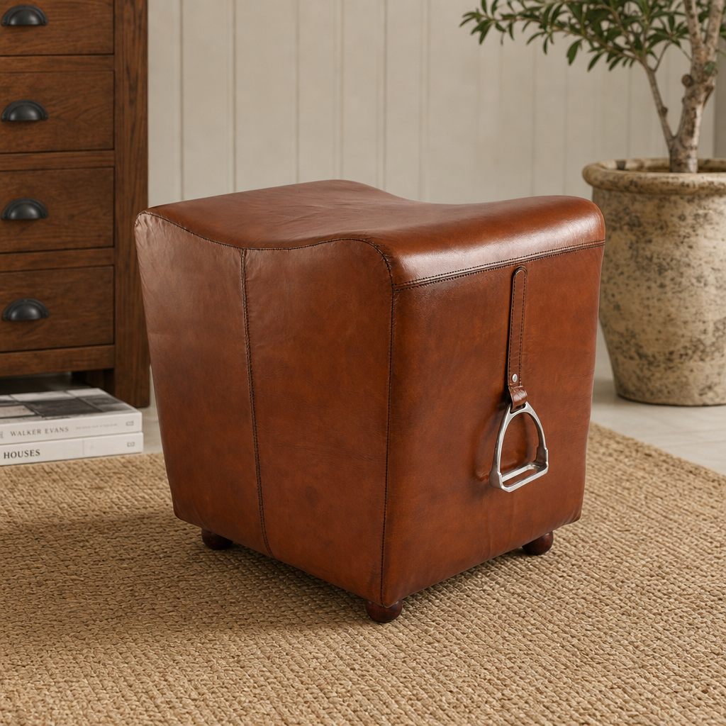 Stirrup Cognac Leather Stool 1