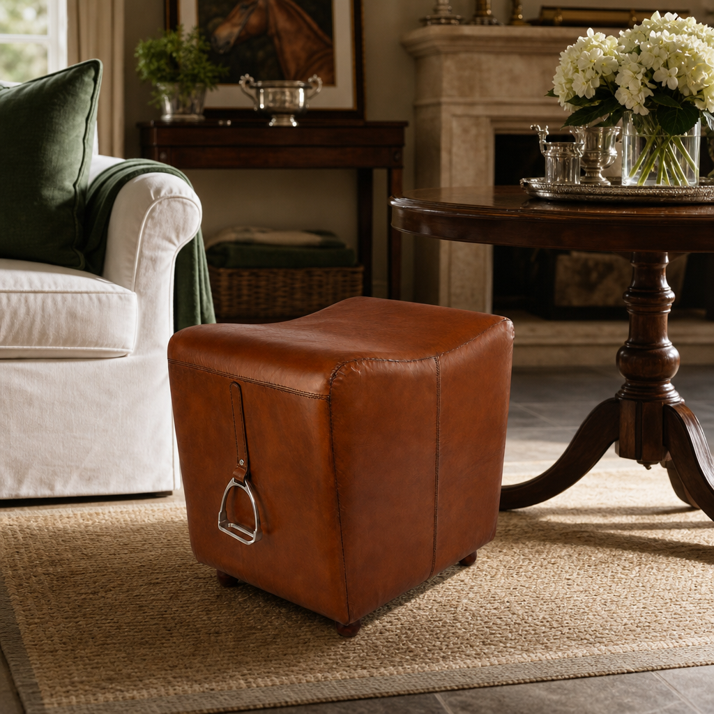 Stirrup Cognac Leather Stool 6