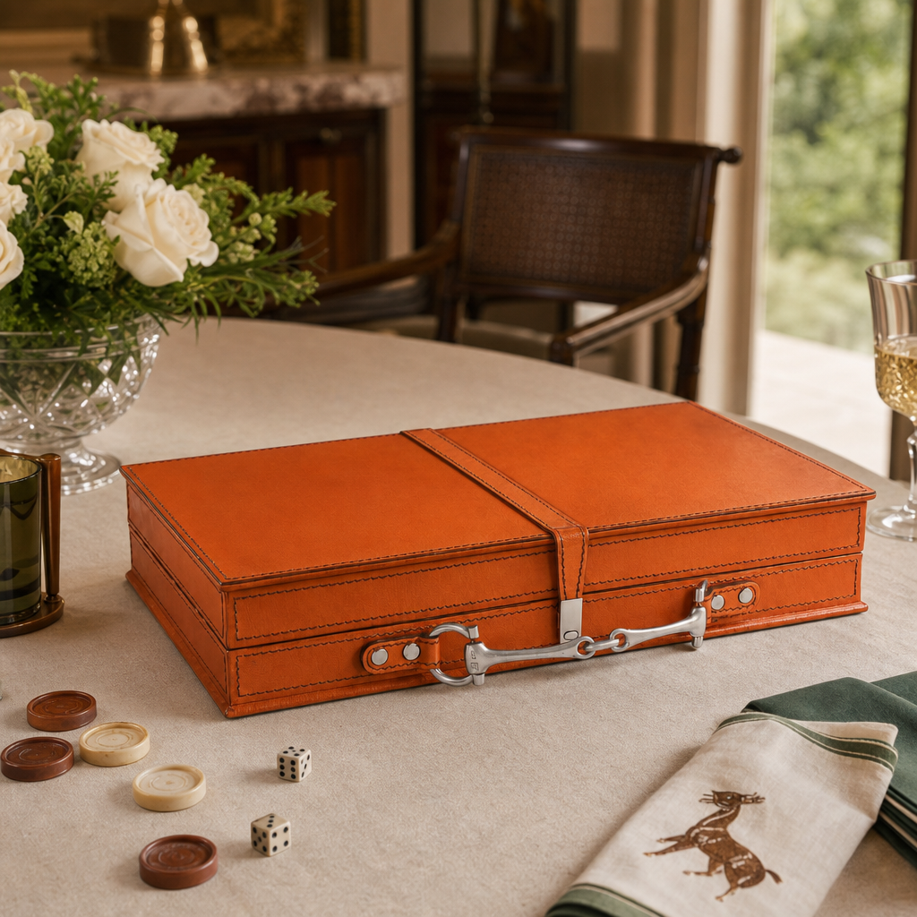 Bit Amber Leather Backgammon Set 5