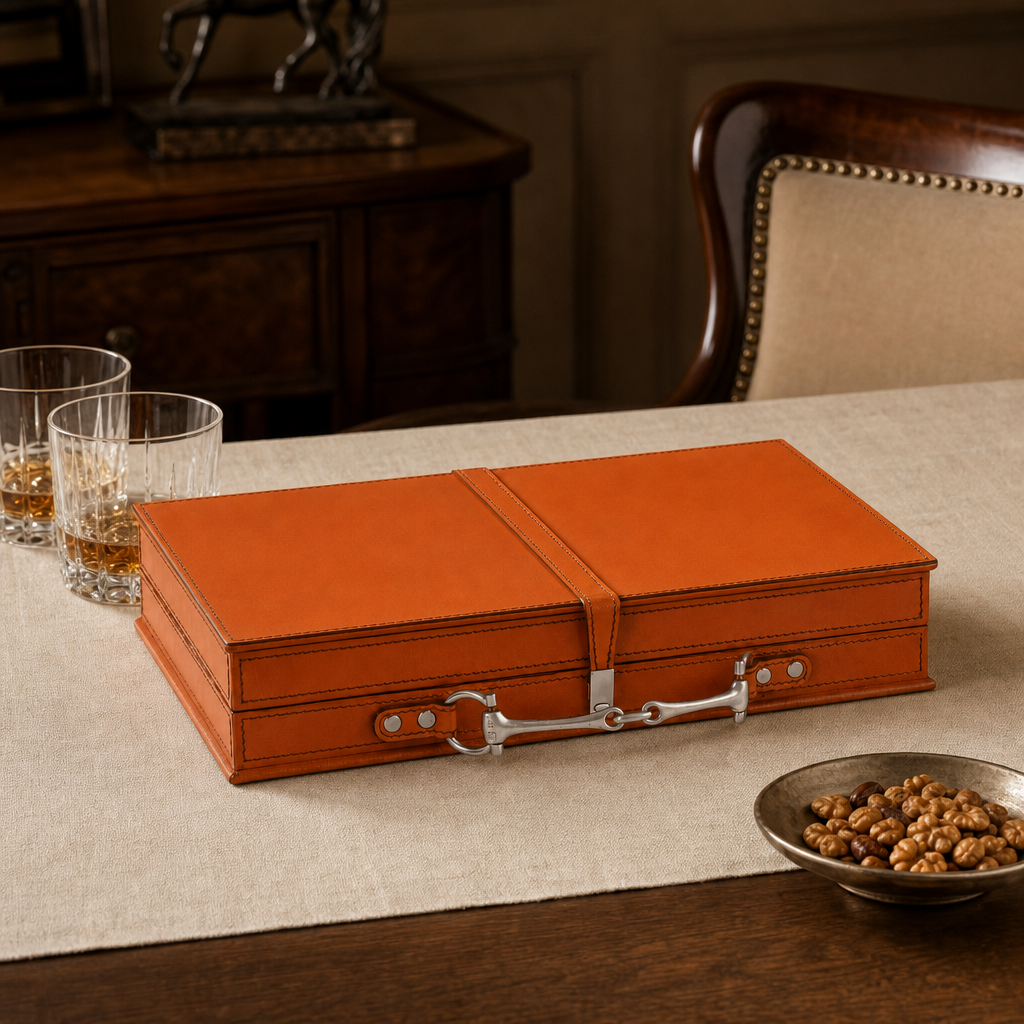 Bit Amber Leather Backgammon Set 3