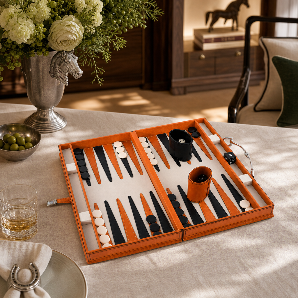 Bit Amber Leather Backgammon Set 6