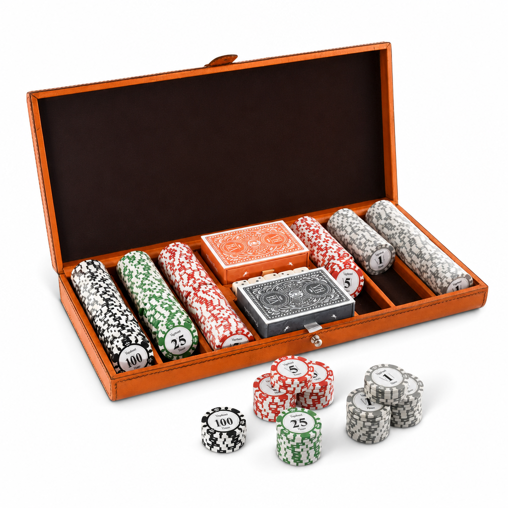 Bit Poker Set Amber Leather Small 1