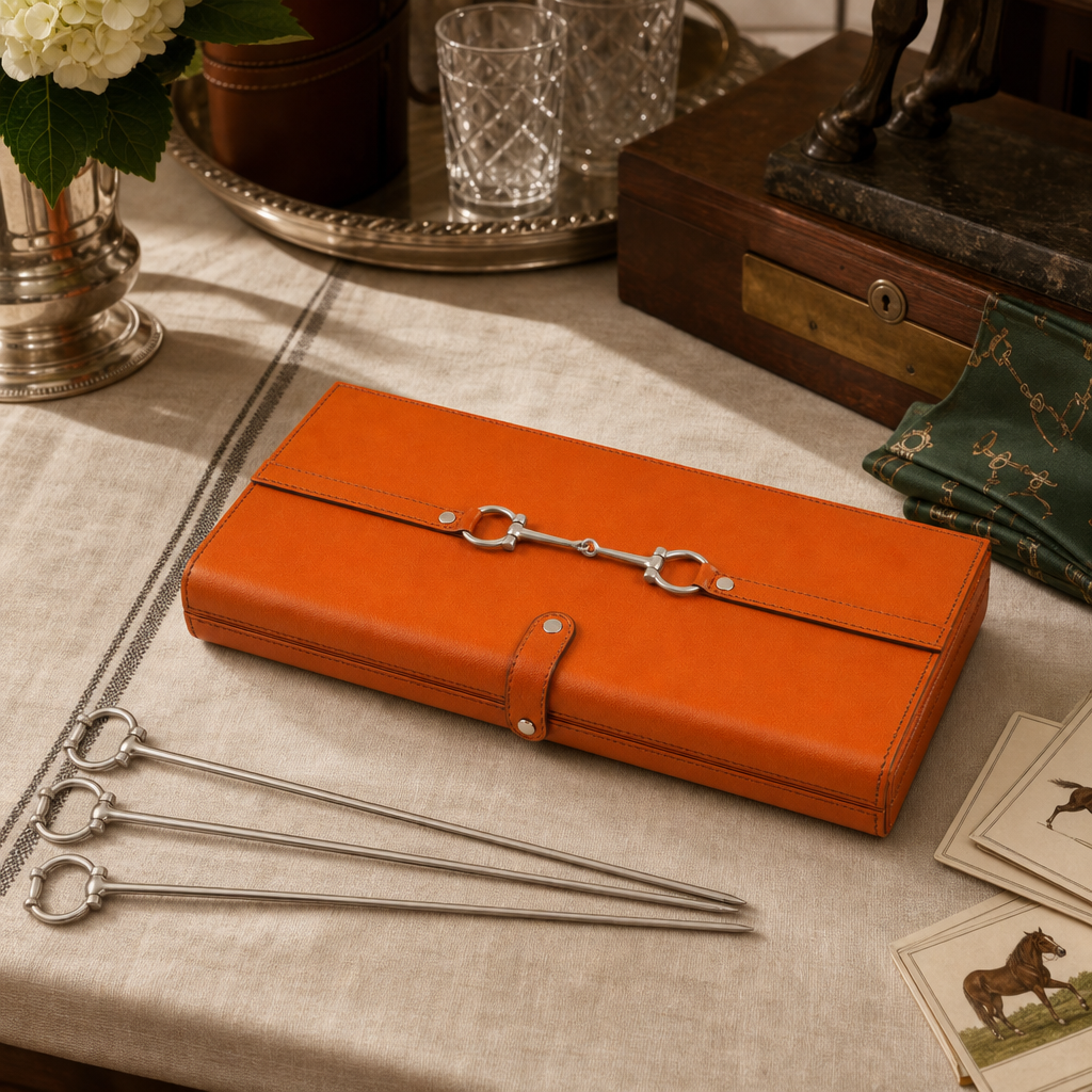Bit Poker Set Amber Leather Small 6