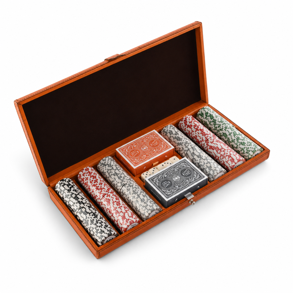 Bit Poker Set Amber Leather Small 8