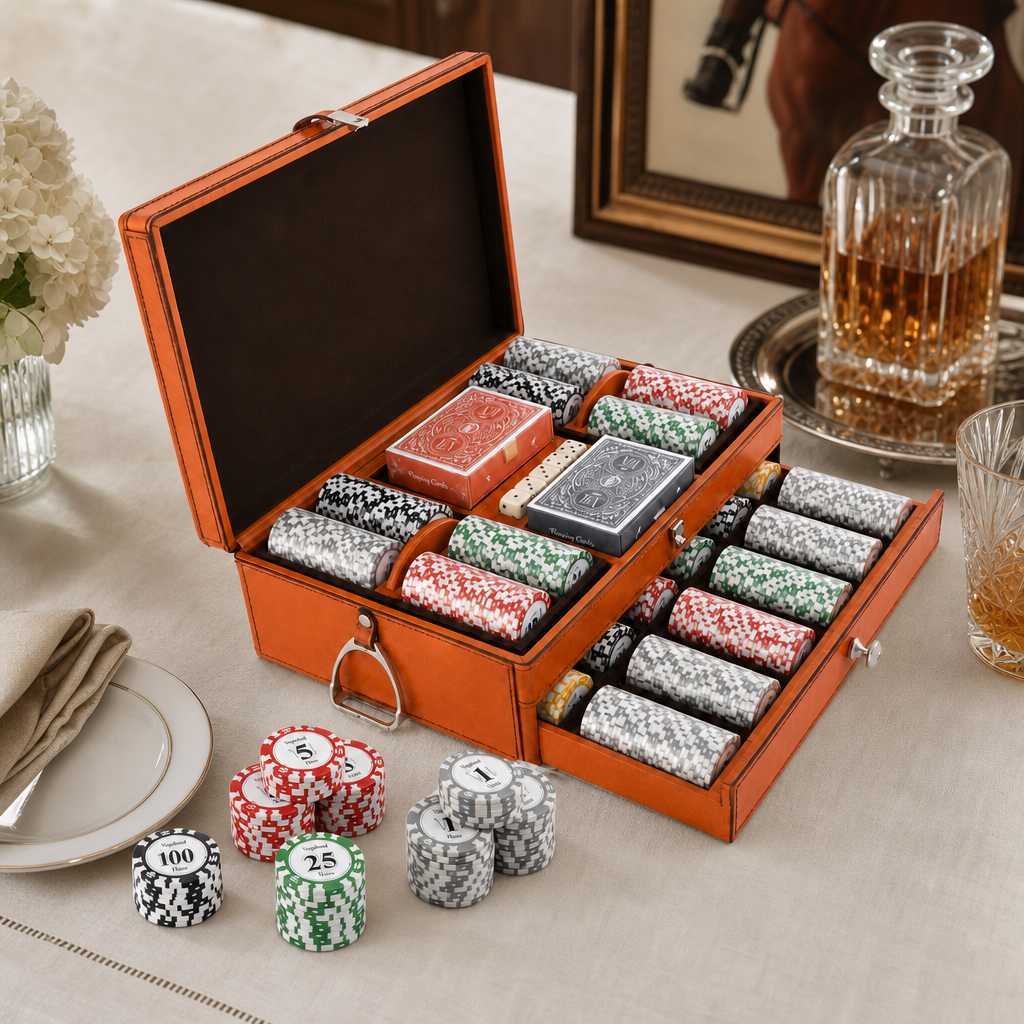 Stirrup Poker Set Amber Leather Large 2