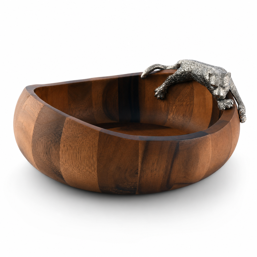 Leopard Wood Salad Bowl - Large 1