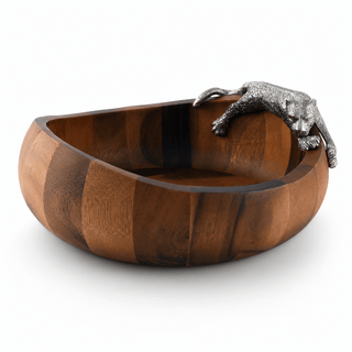 Leopard Wood Salad Bowl - Large