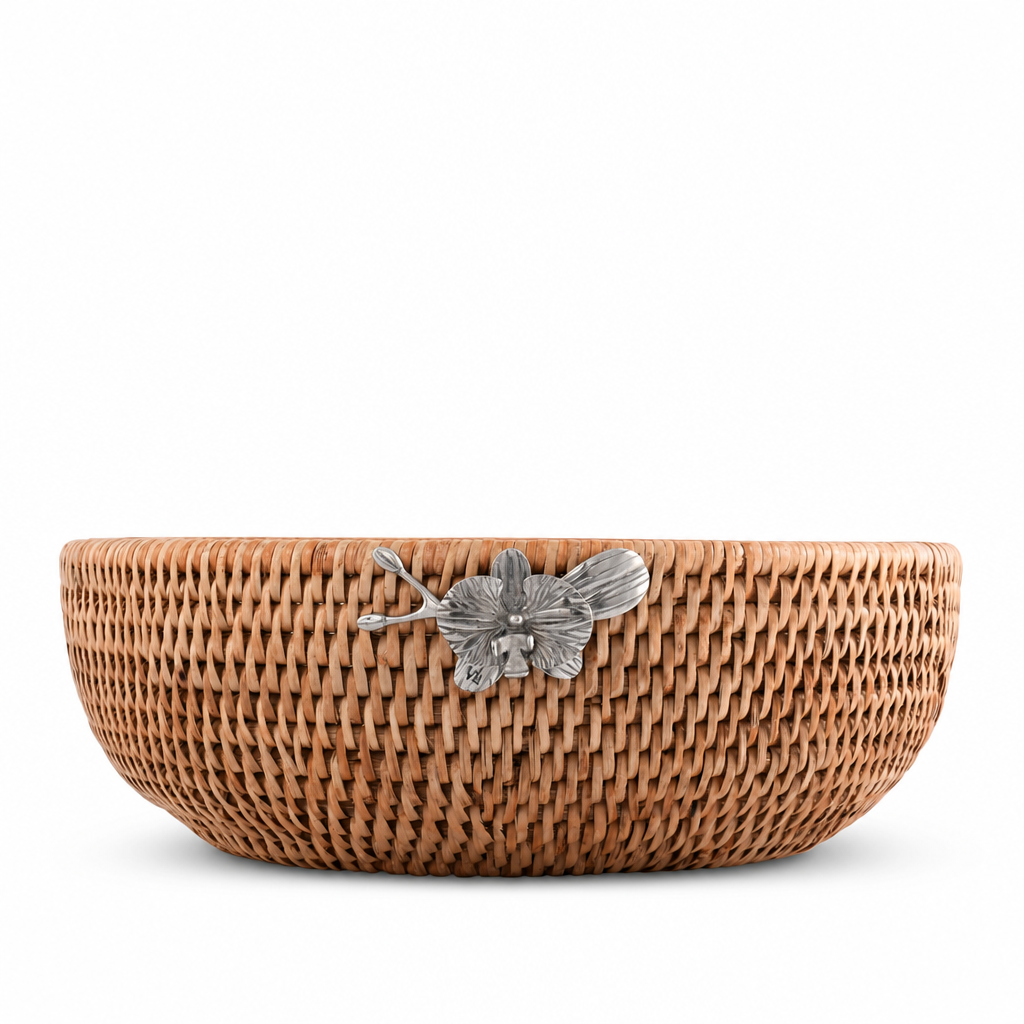 Orchid  Hand Woven Wicker Natural Rattan Serving Bowl 1