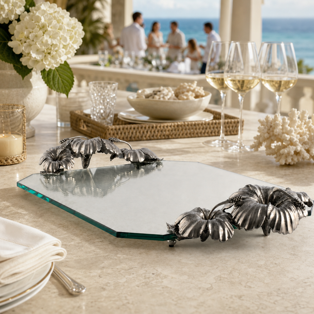 Hibiscus Flower Glass Tray 7