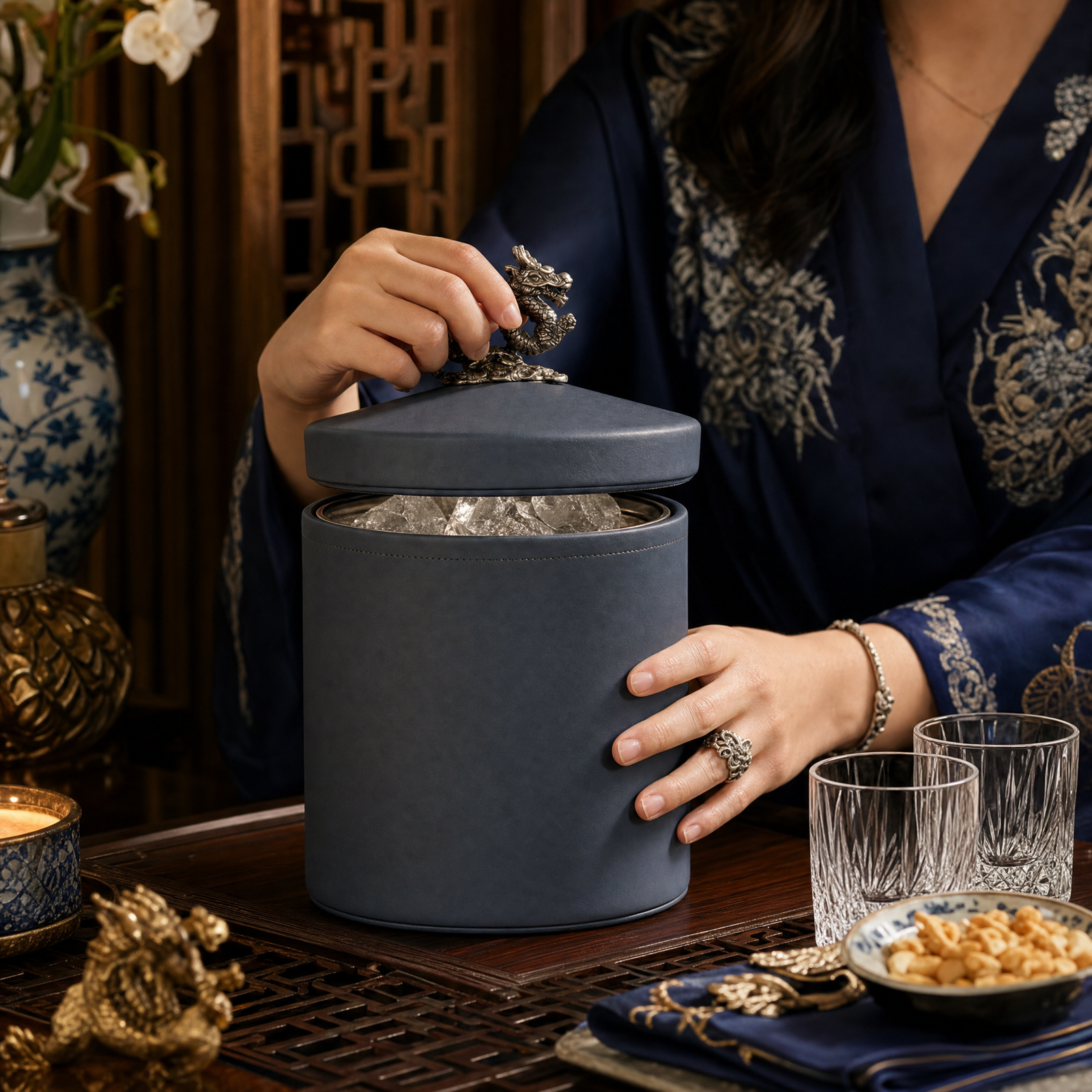 Dragon Vegan Leather Ice Bucket 6