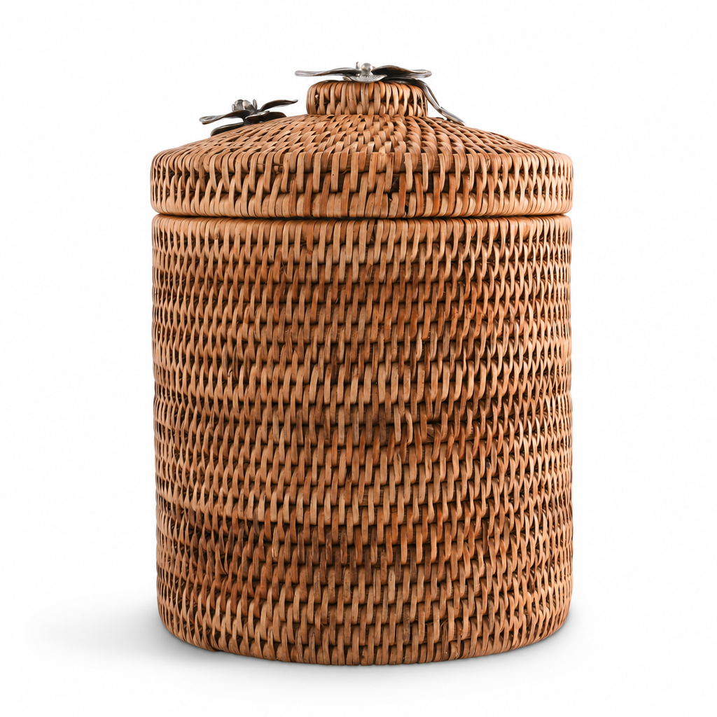 Orchids Hand Woven Wicker Rattan Lidded Ice Bucket 10