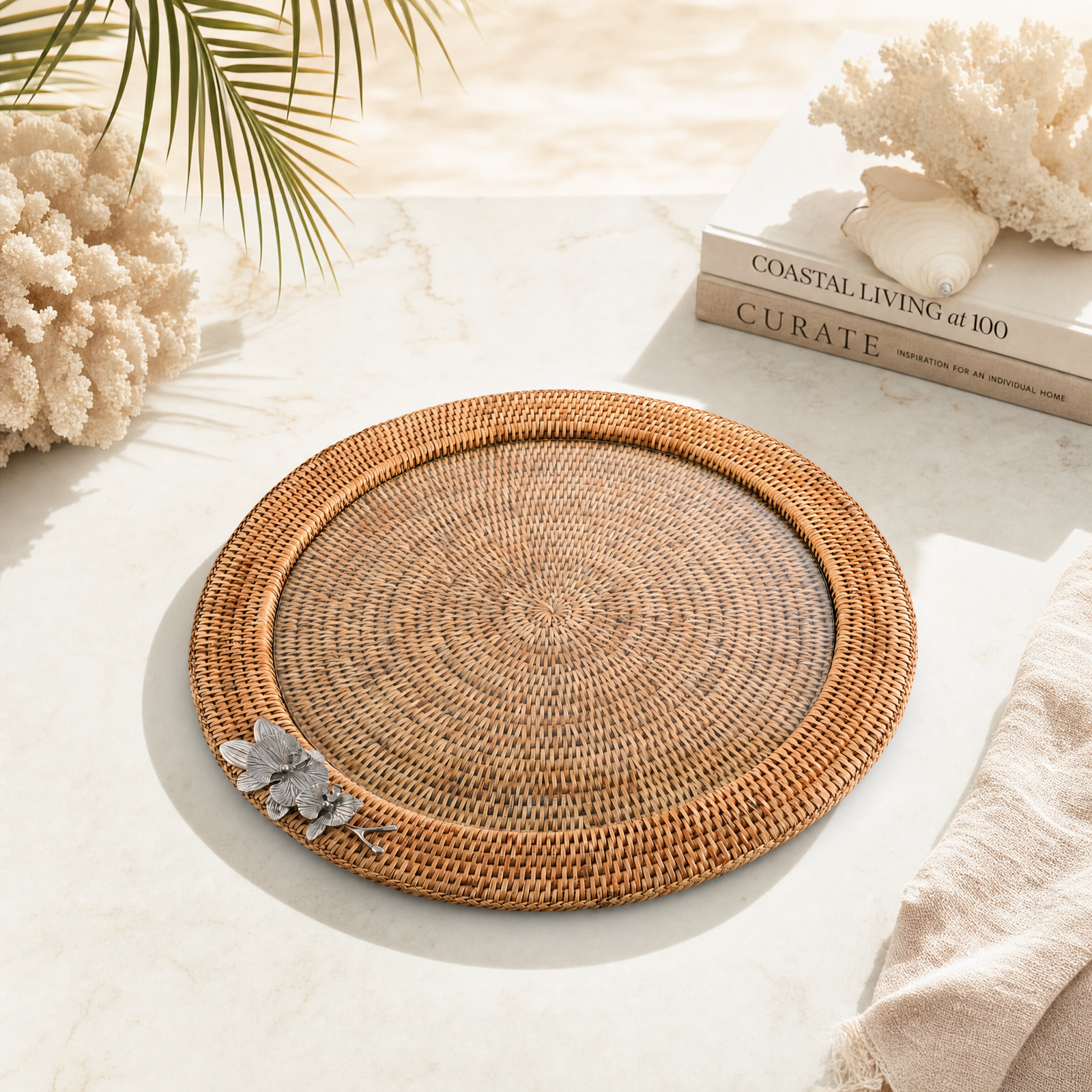 Orchid Round Serving Tray: Tropical Elegance for Entertaining
