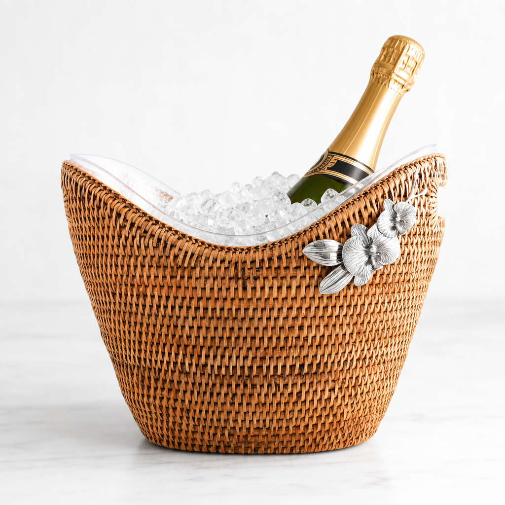 Orchids Hand Woven Wicker Rattan Champagne / Ice Tub 10