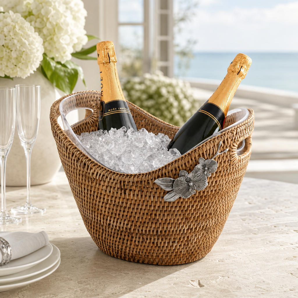 Orchids Hand Woven Wicker Rattan Champagne / Ice Tub 4