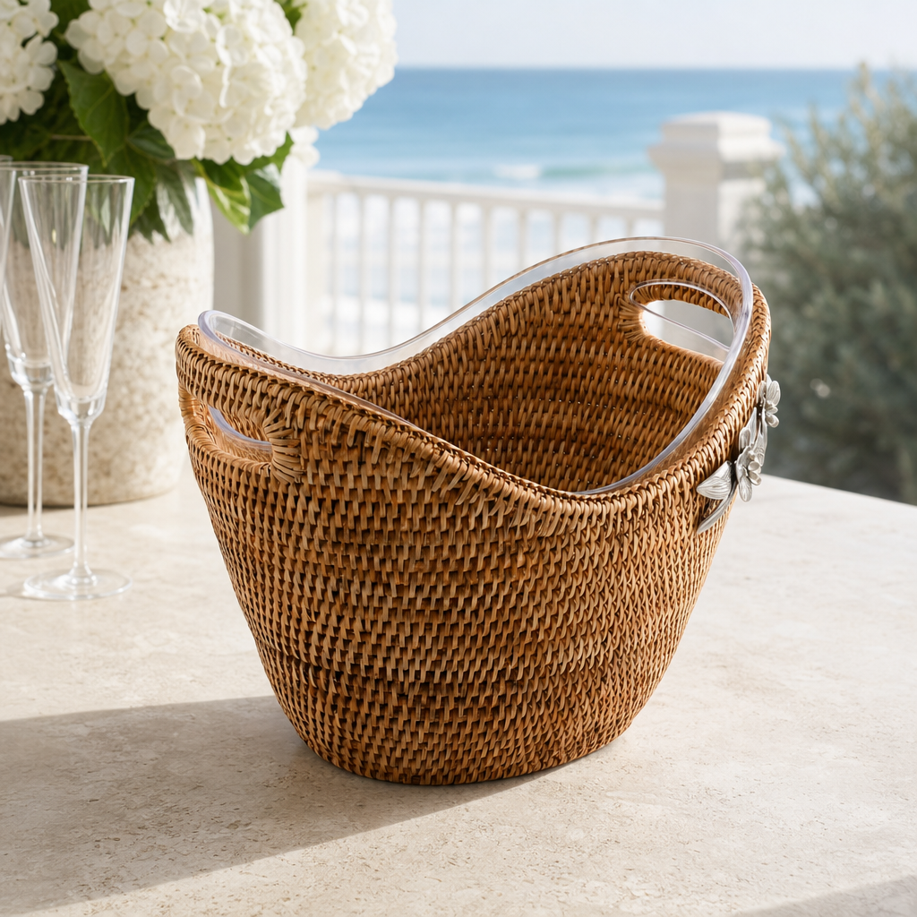 Orchids Hand Woven Wicker Rattan Champagne / Ice Tub 5