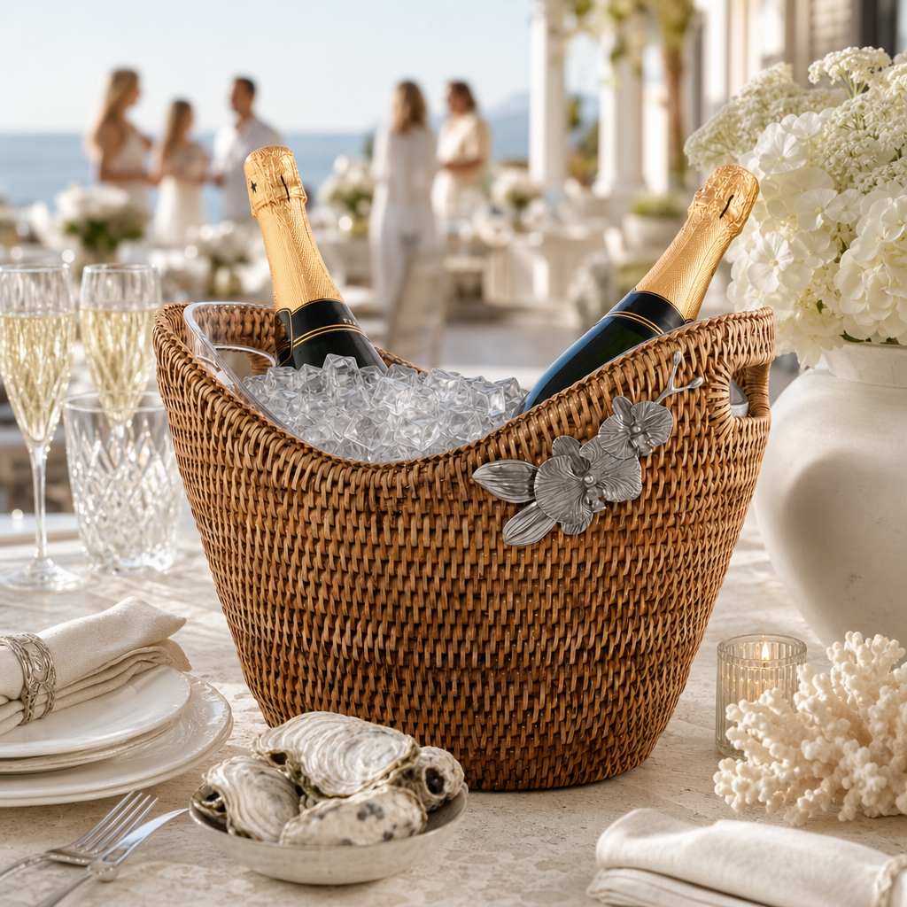 Orchids Hand Woven Wicker Rattan Champagne / Ice Tub 6