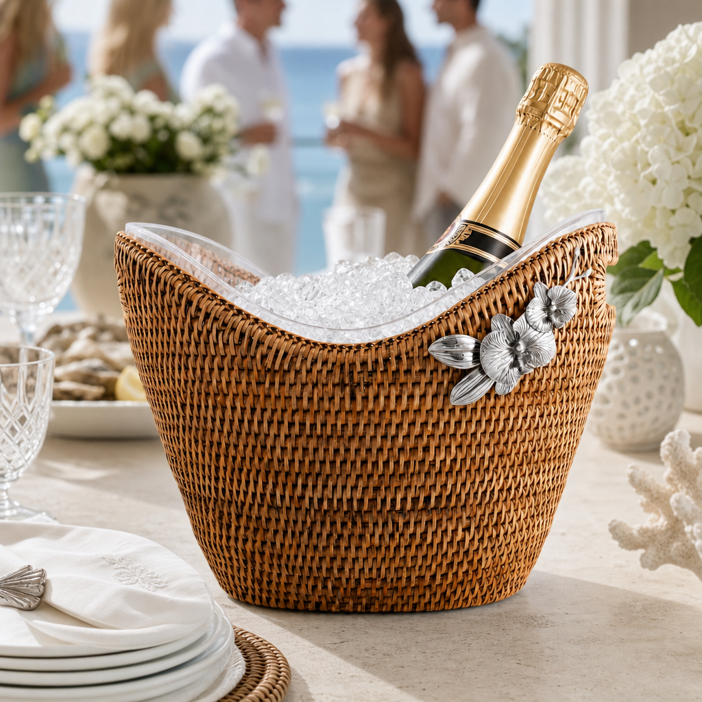 Orchids Hand Woven Wicker Rattan Champagne / Ice Tub 7