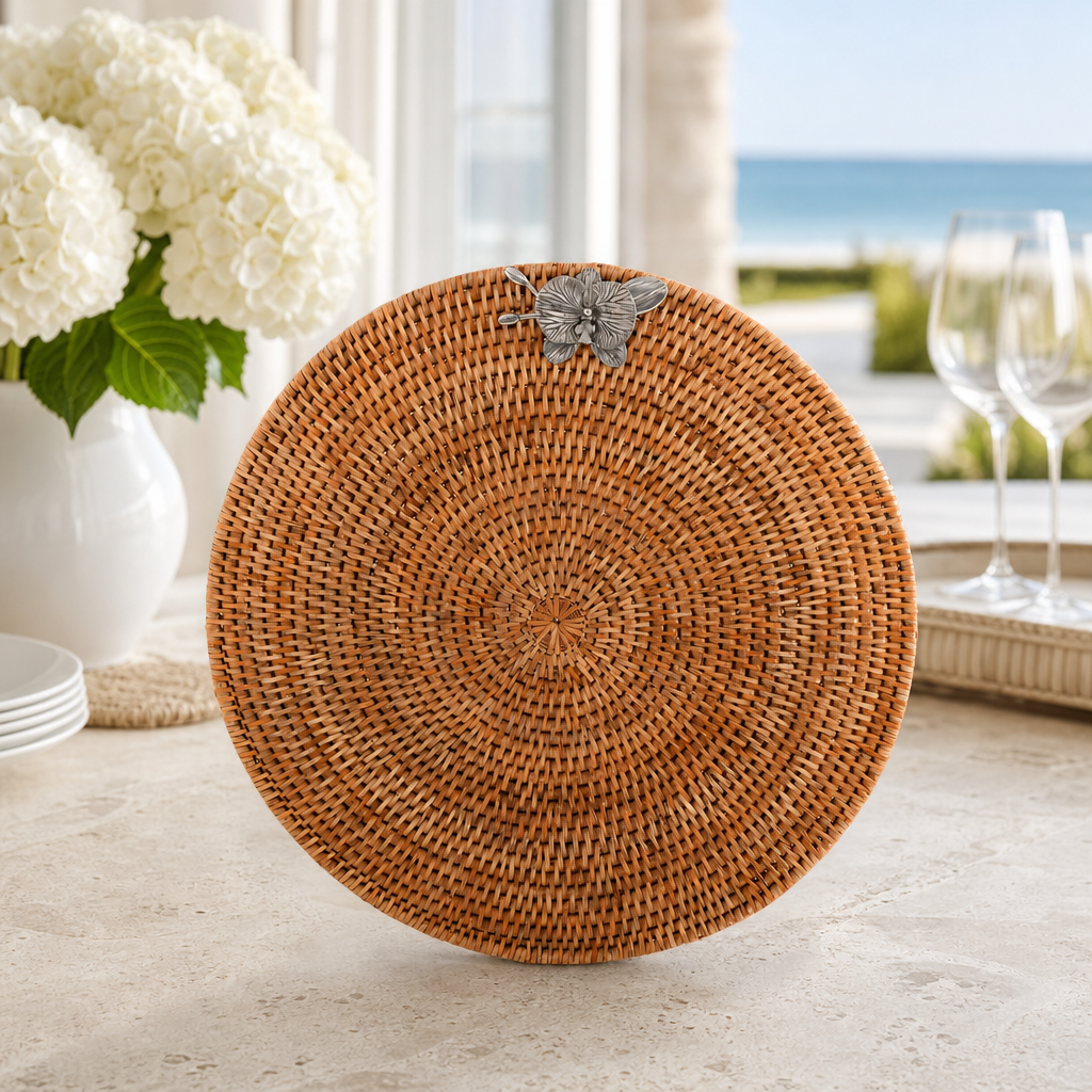 Orchid Placemat Hand Woven Wicker Rattan Round - Set of 4 3