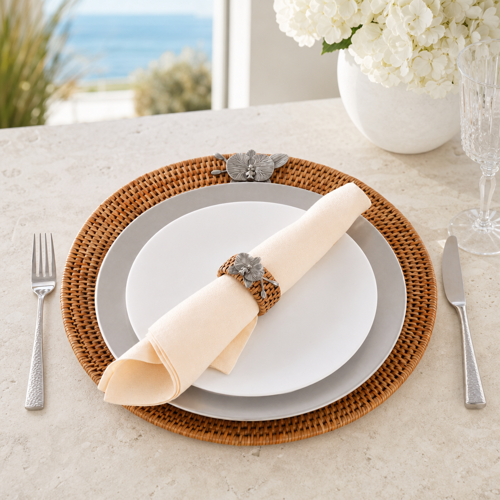 Orchid Placemat Hand Woven Wicker Rattan Round - Set of 4 4