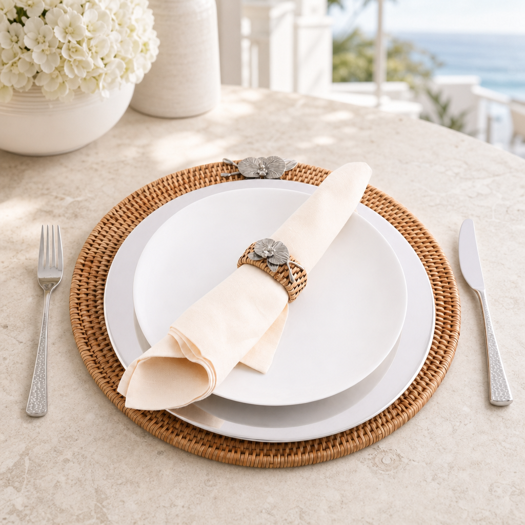 Orchid Placemat Hand Woven Wicker Rattan Round - Set of 4 5
