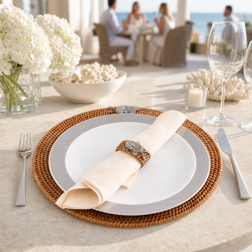 Orchid Placemat Hand Woven Wicker Rattan Round - Set of 4 8