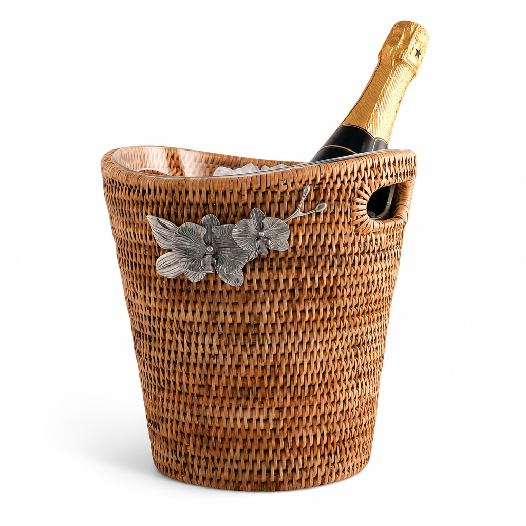 Orchids Hand Woven Wicker Rattan Champagne  / Ice Bucket 1