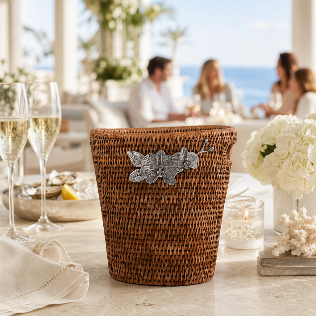 Orchids Hand Woven Wicker Rattan Champagne  / Ice Bucket 6