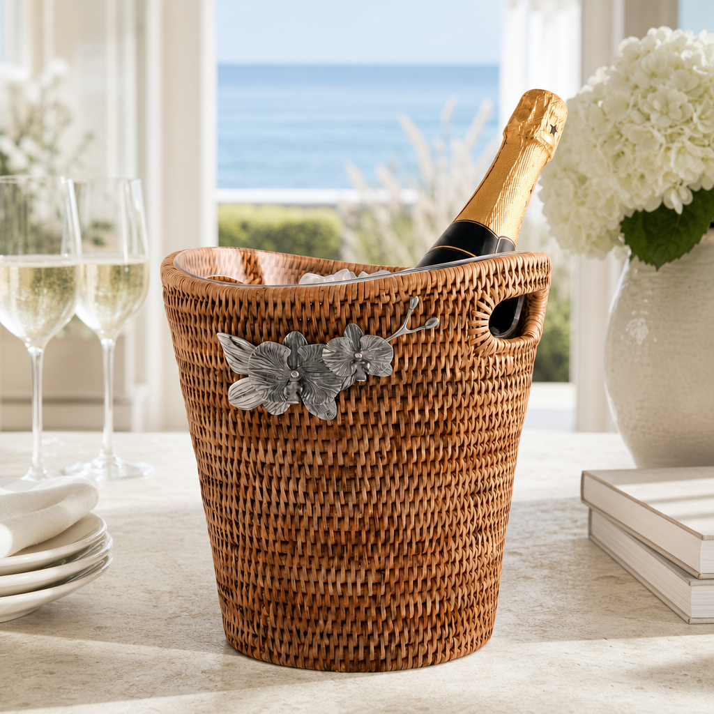 Orchids Hand Woven Wicker Rattan Champagne  / Ice Bucket 2