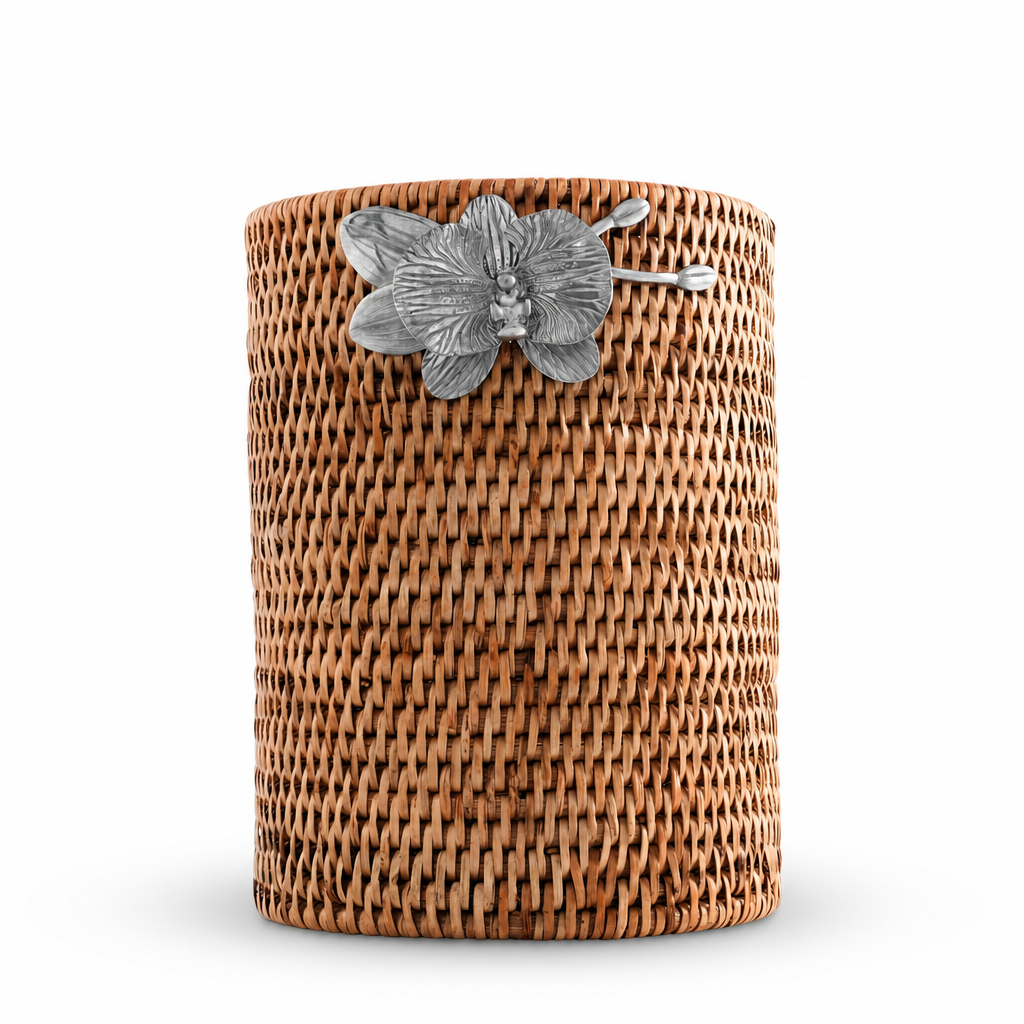 Orchids Hand Woven Wicker Rattan Utensils Holder 1
