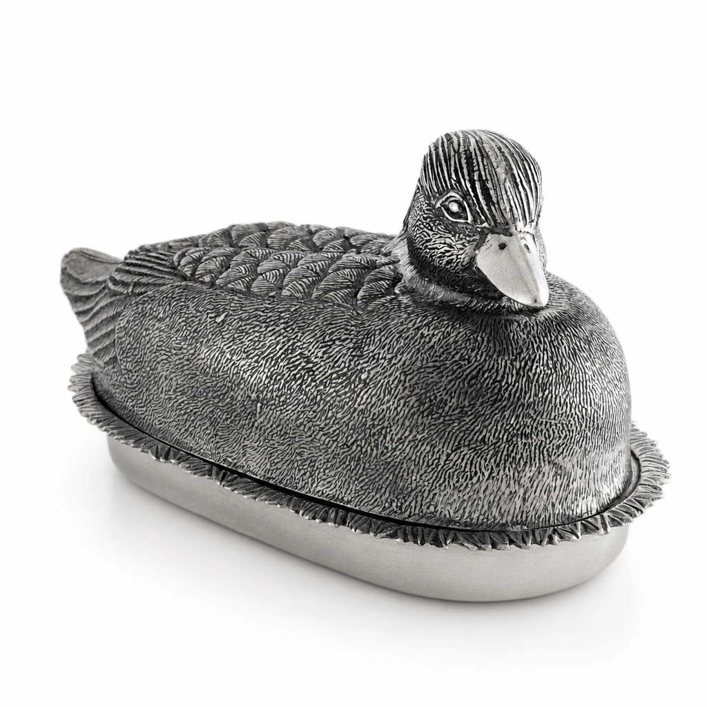 Pewter Mallard Duck Butter Dish 11