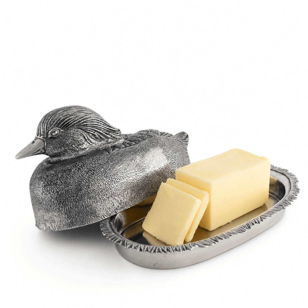 Pewter Mallard Duck Butter Dish 1