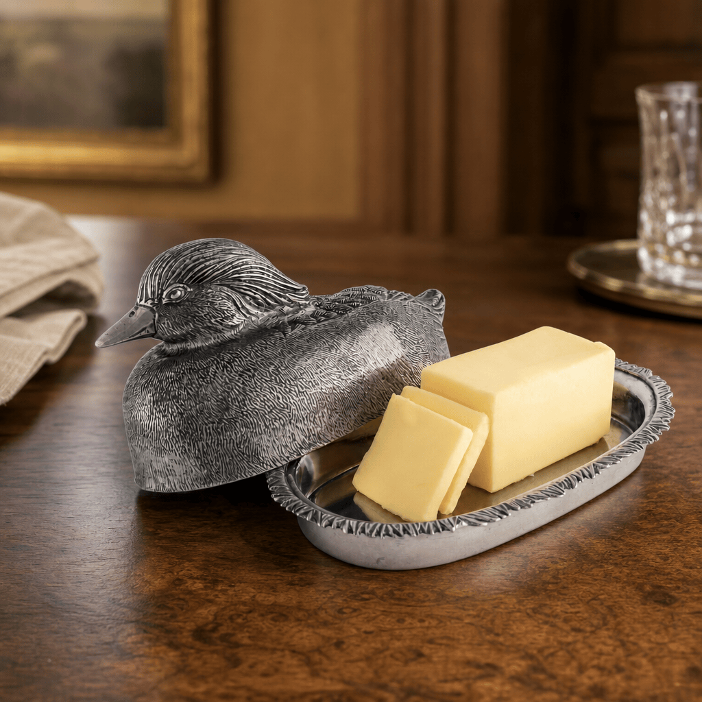 Pewter Mallard Duck Butter Dish 2