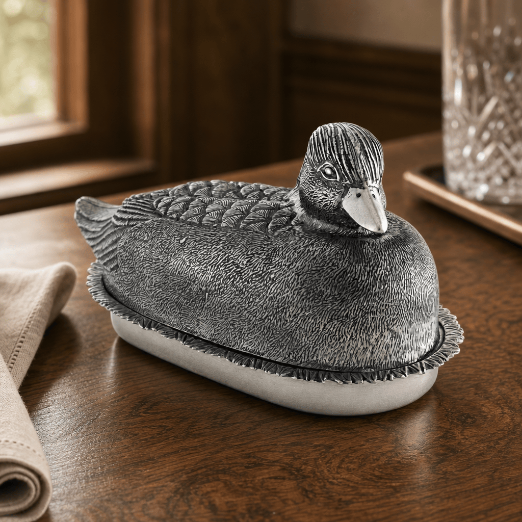 Pewter Mallard Duck Butter Dish 3