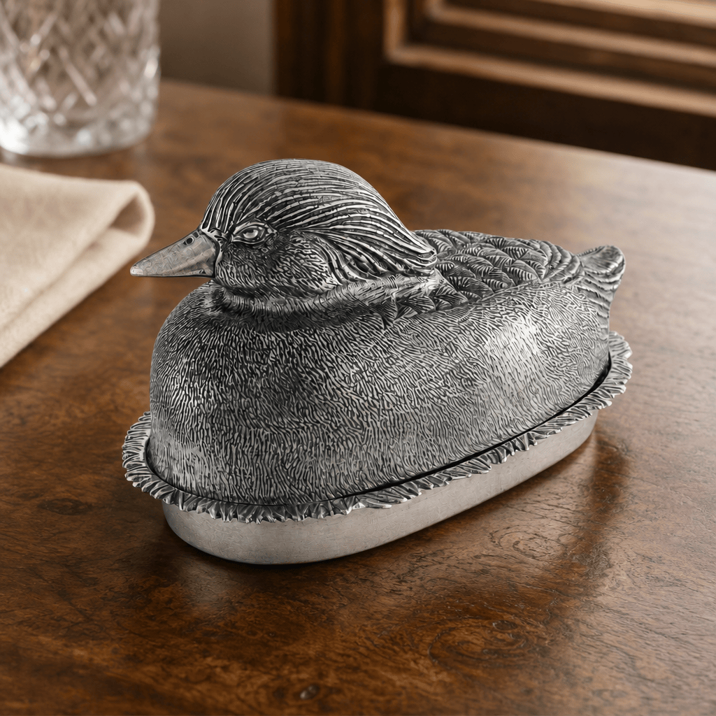 Pewter Mallard Duck Butter Dish 4