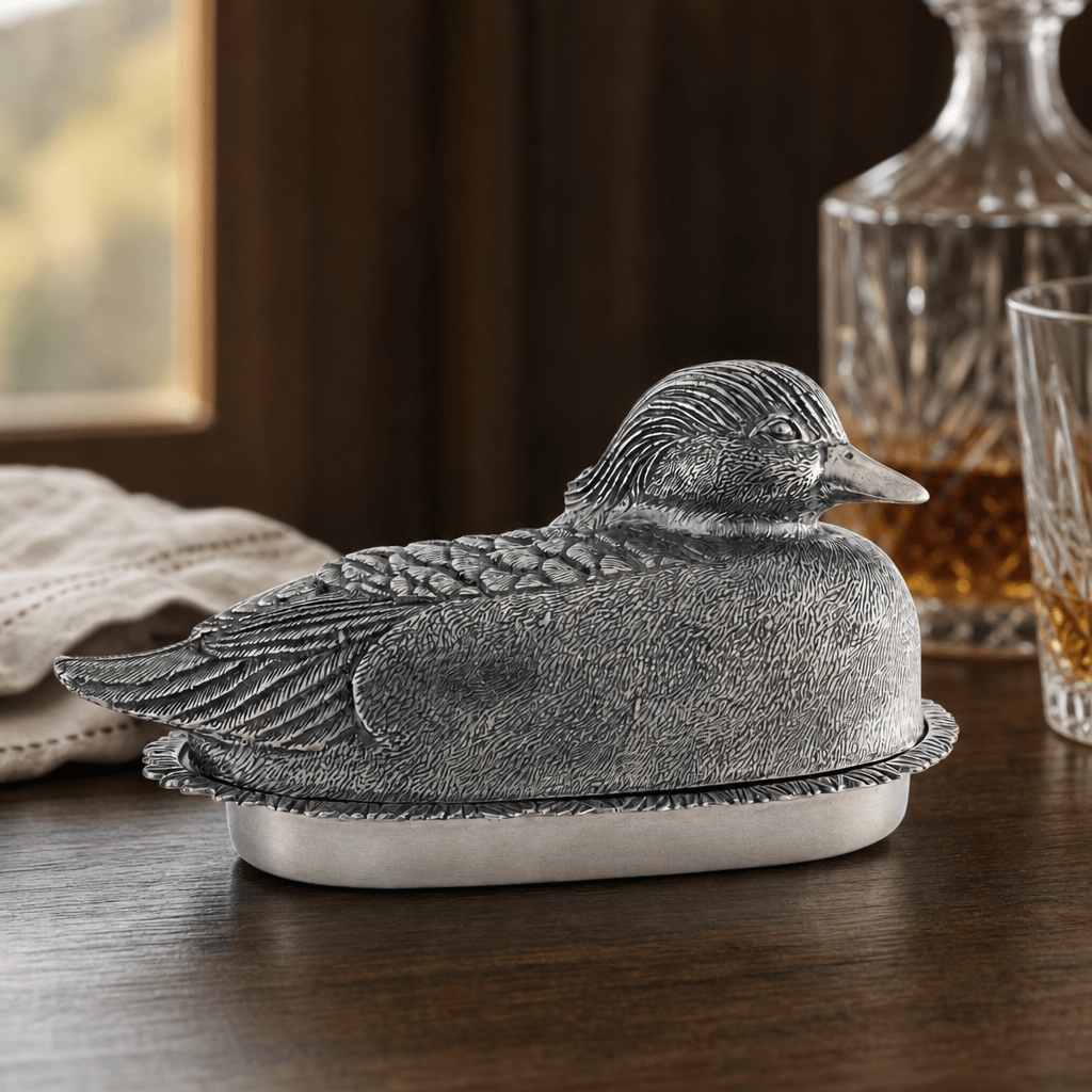 Pewter Mallard Duck Butter Dish 5