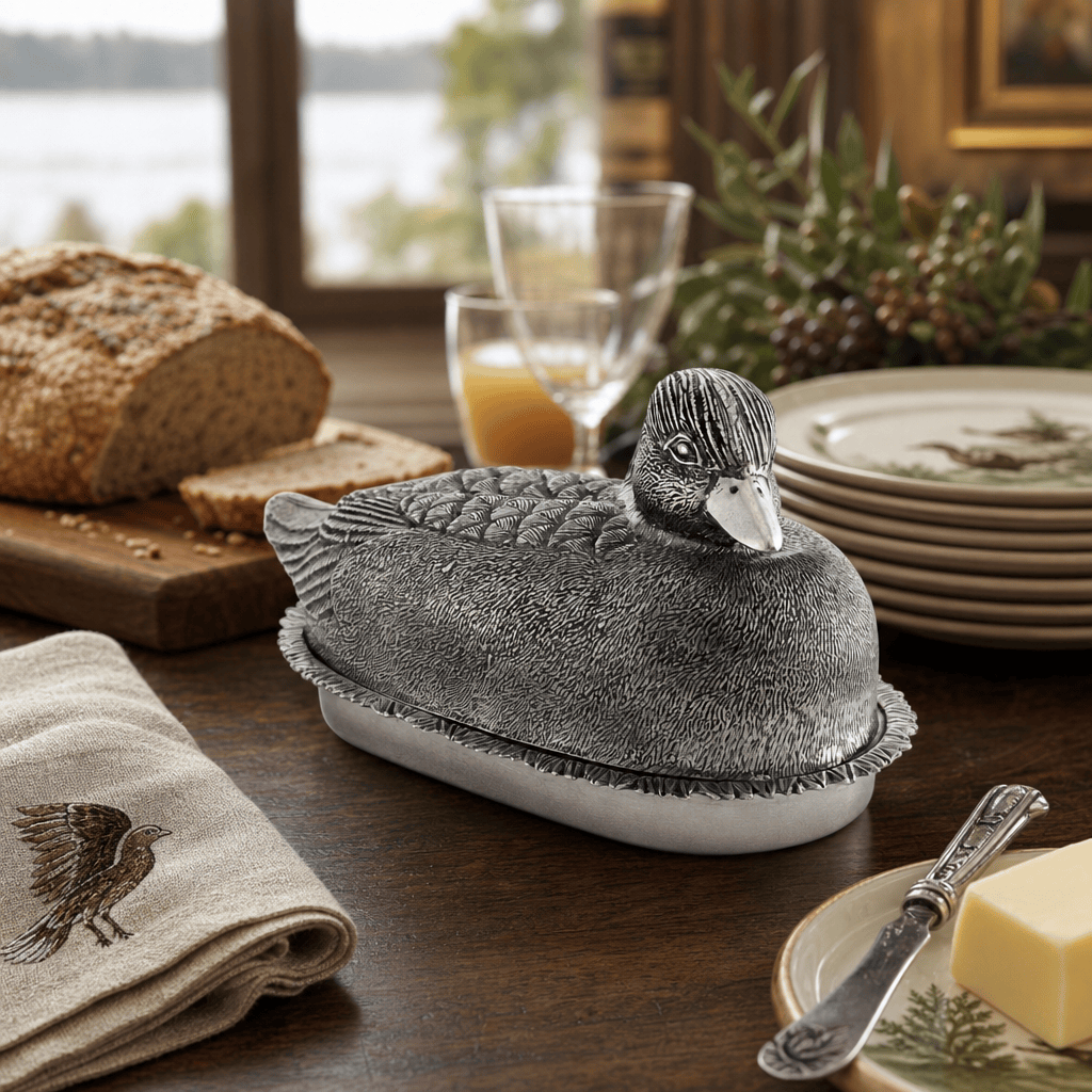 Pewter Mallard Duck Butter Dish 7