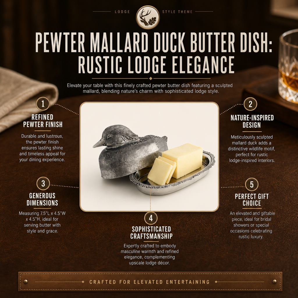 Pewter Mallard Duck Butter Dish 1
