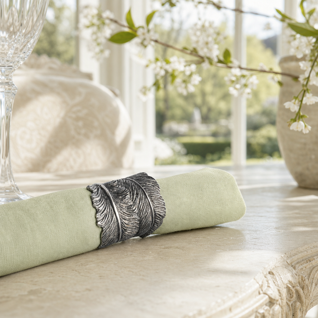Pewter Feather Napkin Ring 3