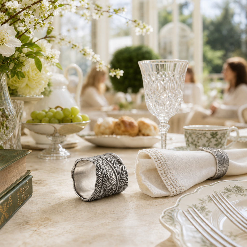 Pewter Feather Napkin Ring 8