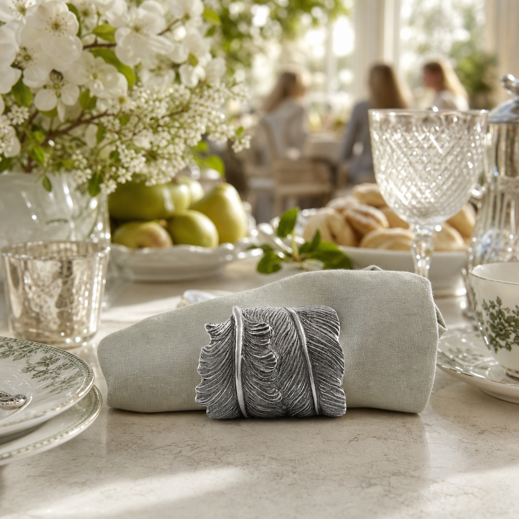 Pewter Feather Napkin Ring 9