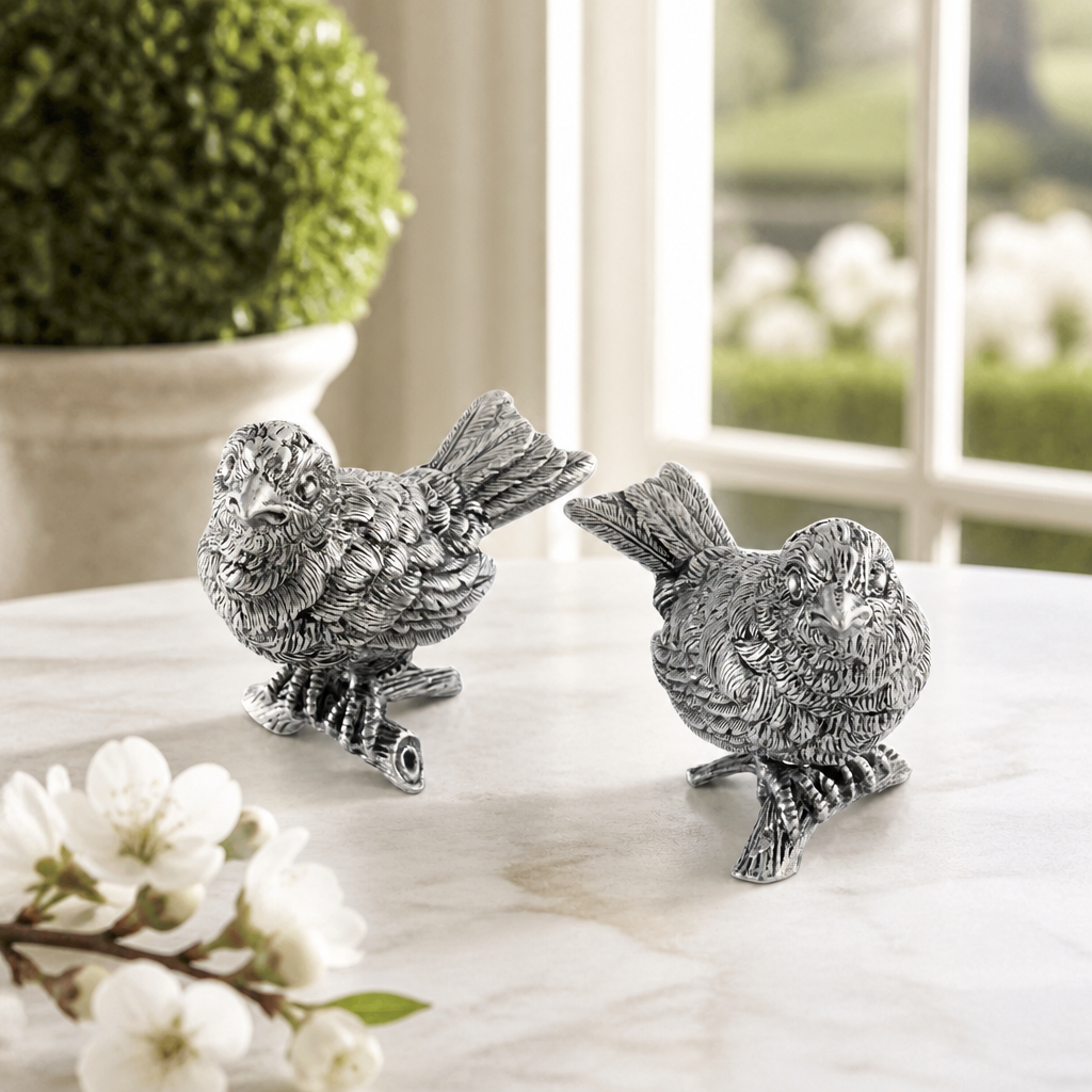 Pewter Song Birds Salt & Pepper Set 3