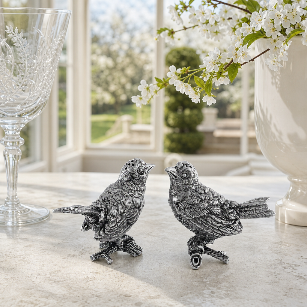 Pewter Song Birds Salt & Pepper Set 5